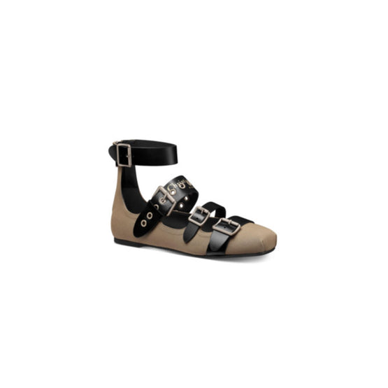 KDB960TFCS45M - Dior Punk Ballet Flat - 45M Golden Saddle & Black