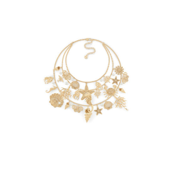 N3076WOMFWD301 - Dior Cabinet De Curiosités Plastron Necklace - 301 Gold/White