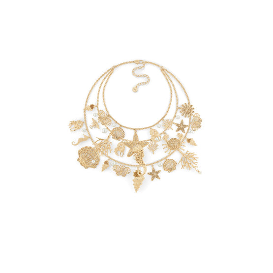 N3076WOMFWD301 - Dior Cabinet De Curiosités Plastron Necklace - 301 Gold/White
