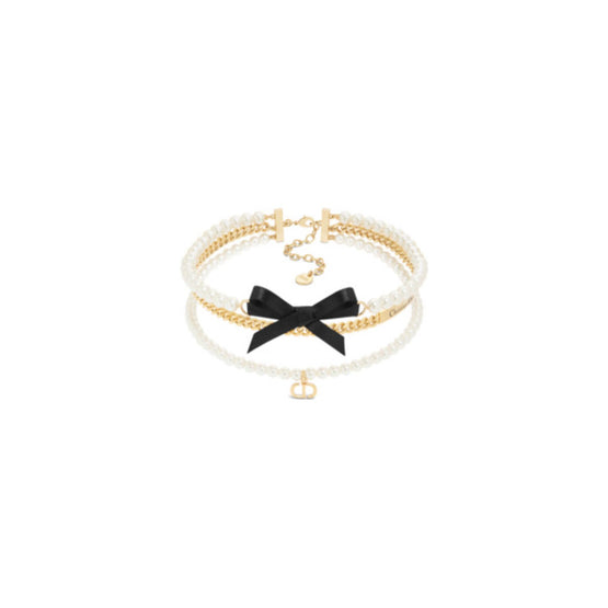 N3089WOMRSD301 - Le Nœud De Dior Choker - 301 Gold/White