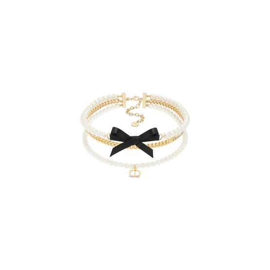 N3089WOMRSD301 - Le Nœud De Dior Choker - 301 Gold/White