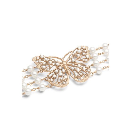 N3252WOMRSD301 - Toile De Jouy Papillon Choker - 301 Gold/White