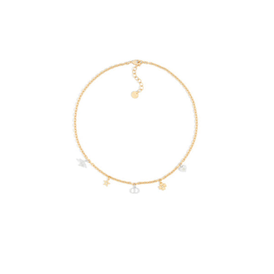 N3392WOMRSD01W - Petit Cd Lucky Charms Necklace - 01W Gold/Palladium/White