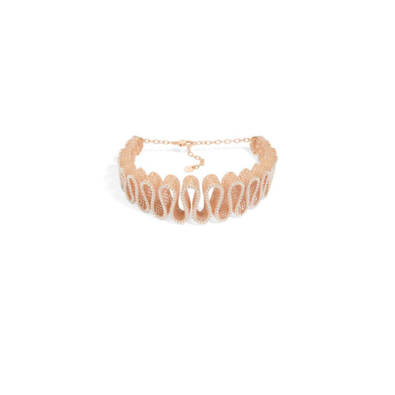 N3482WOMRSD10W - D-Ornemental Choker - 10W Pink Gold/White