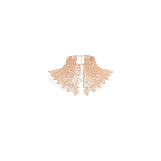 N3501WOMRSD10W - D-Ornemental Plastron Necklace - 10W Pink Gold/White