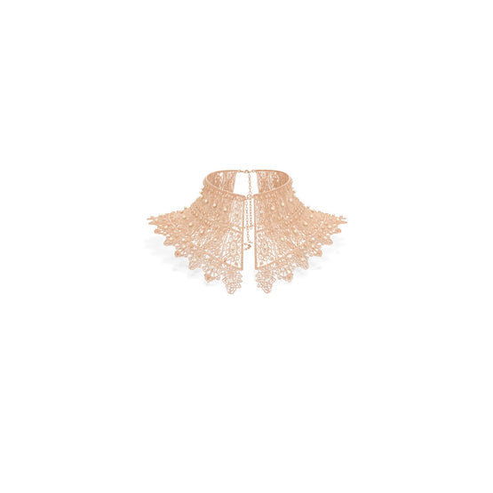 N3501WOMRSD10W - D-Ornemental Plastron Necklace - 10W Pink Gold/White