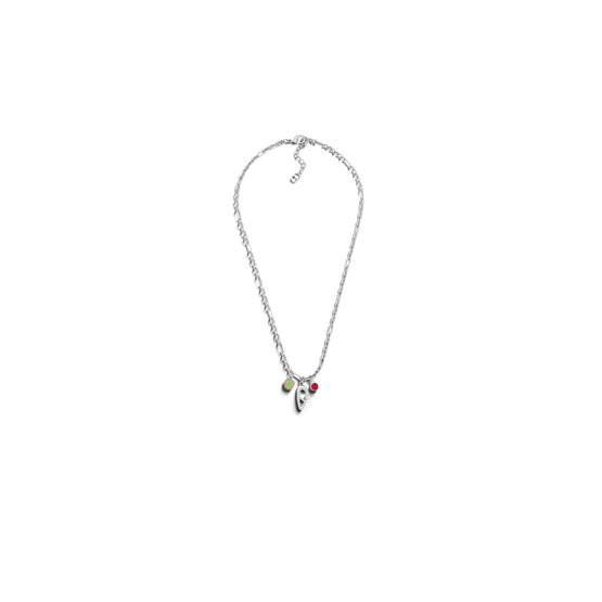 N4013HOMMTD013 - Men's Necklace - 013 Palladium/Red