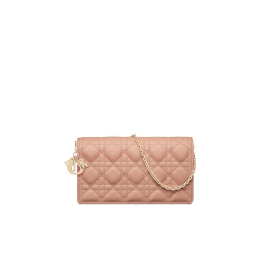 S0204ONMJM49P - Lady Dior Pouch With Chain - 49P Rose De Vent