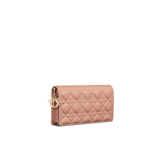 S0204ONMJM49P - Lady Dior Pouch With Chain - 49P Rose De Vent