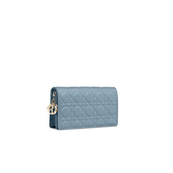 S0204ONMJM81B - Lady Dior Pouch With Chain - 81B Cloud Blue