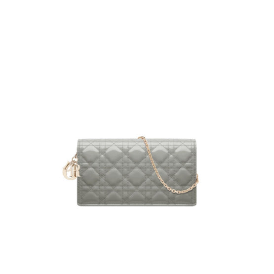 S0204OVRBM41G - Lady Dior Pouch With Chain - M41G Grey Stone