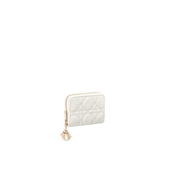 S0985ONMJM030 - Small Lady Dior Voyageur Coin Purse - 030 Latte Dior