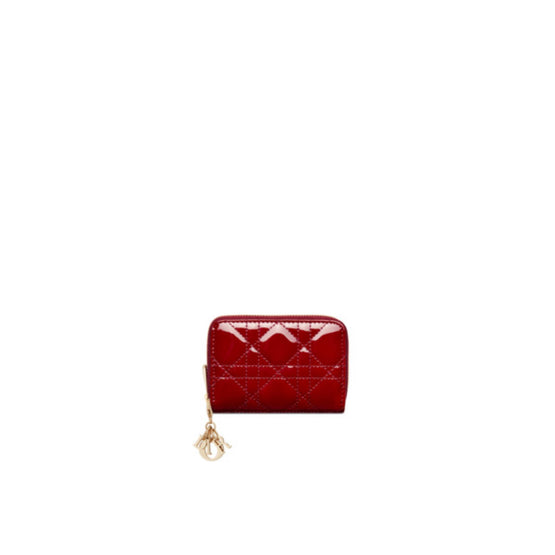S0985OVRBM323 - Small Lady Dior Voyageur Coin Purse - 323 Rouge Cerise
