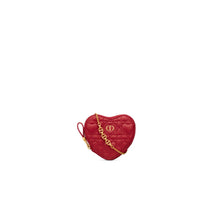 S5097UNIDM61R - Dior Caro Heart Pouch With Chain - 61R Amaryllis Red
