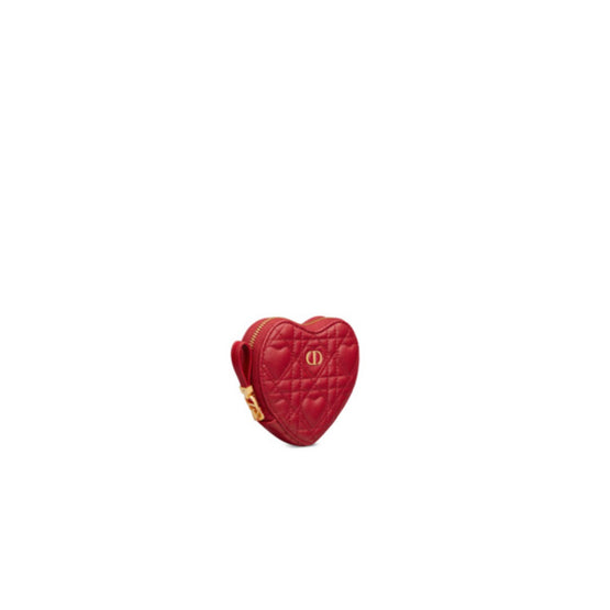 S5097UNIDM61R - Dior Caro Heart Pouch With Chain - 61R Amaryllis Red