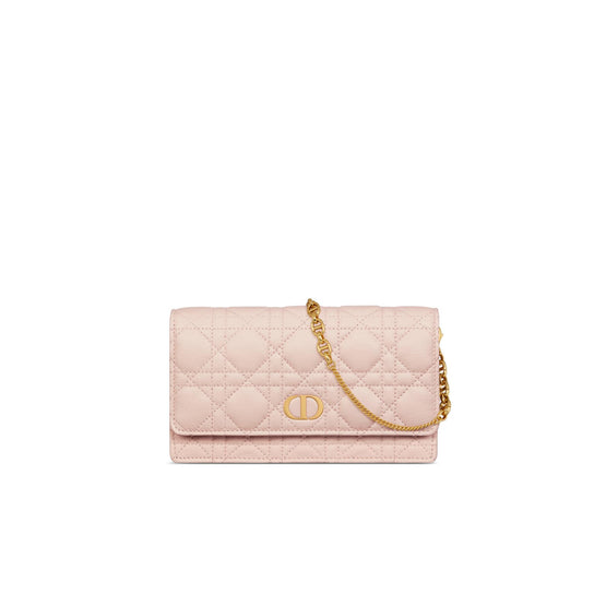 S5134UWHCM413 - Dior Caro Pouch With Chain - 413 Rose Poudre