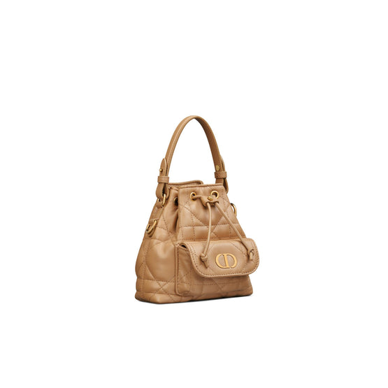 S5250UNOZM34U - Dior Caro Nano Bucket Bag - 34U Light Gold