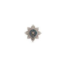 V1234HOMMTD014 - Buffalo Star Brooch - 014 Palladium / Blue