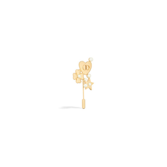 V1662WOMRSD301 - Lucky Dior Brooch - 301 Gold/White